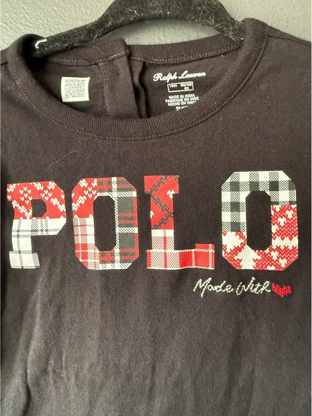 Ralph Lauren Toddler Girl Black Long Sleeve Polo Peplum Top 18M